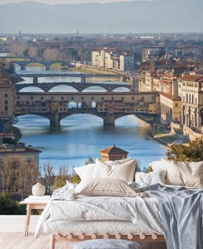 Panoramautsikt över Florens och Ponte Vecchio tapeter Panoramautsikt över Florens och Ponte Vecchio tapeter