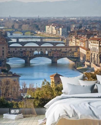 Panoramic view of Florence and Ponte Vecchio wallpaper