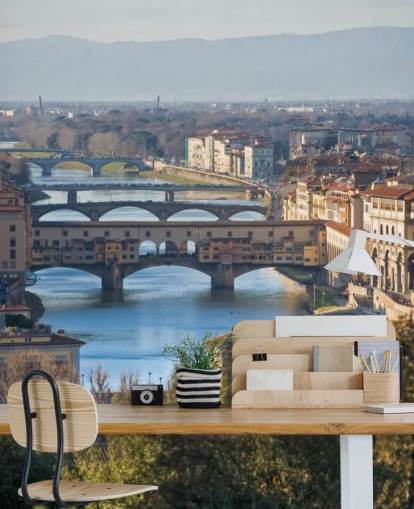 Panoramic view of Florence and Ponte Vecchio wallpaper