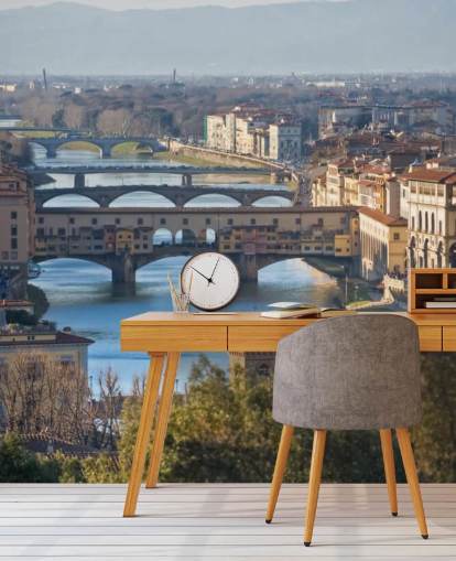 Panoramaansicht von Florenz und Ponte Vecchio wallpaper