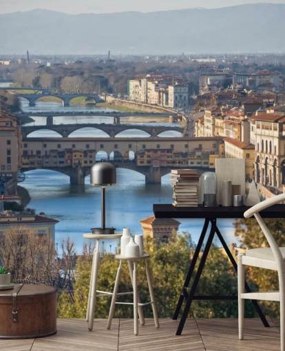 Panoraamanäkymä Firenzen ja Ponte Vecchio tapetti