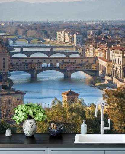 Panoramautsikt over Firenze og Ponte Vecchio tapet