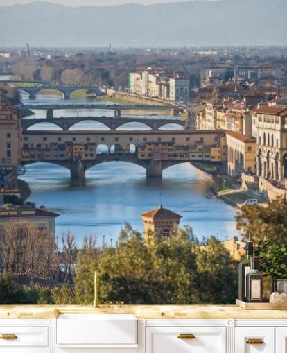 Panoramic view of Florence and Ponte Vecchio wallpaper