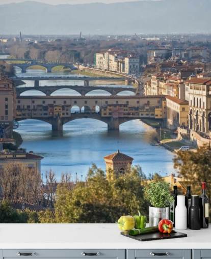 Panoramic view of Florence and Ponte Vecchio wallpaper