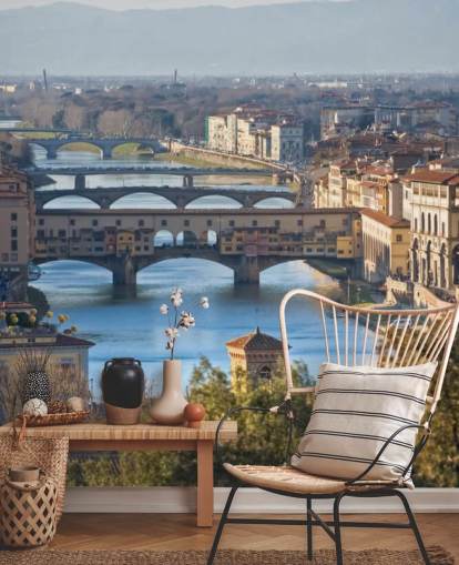 Panoramaansicht von Florenz und Ponte Vecchio wallpaper