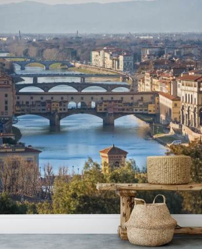 Panoramic view of Florence and Ponte Vecchio wallpaper
