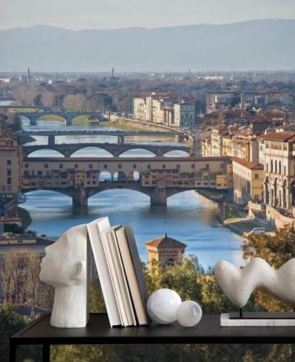 Panoramautsikt över Florens och Ponte Vecchio tapeter