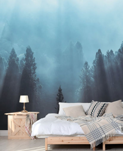 misty forest with rays of sunlight pouring down wallpaper misty forest with rays of sunlight pouring down wallpaper