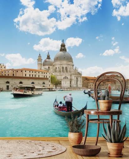 Gran Canal y Basílica Santa Maria della Salute, Venecia, Italia mural