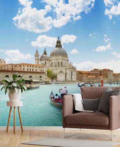 Grande Canal e Basílica Santa Maria della Salute, Veneza, mural da Itália