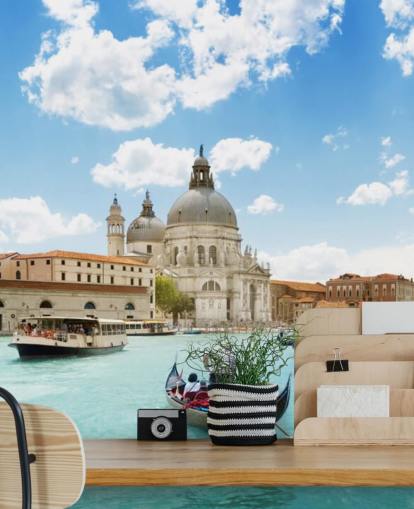 Canal Grande och Basilica Santa Maria della Salute, Venedig, Italien väggmålning Canal Grande och Basilica Santa Maria della Salute, Venedig, Italien väggmålning