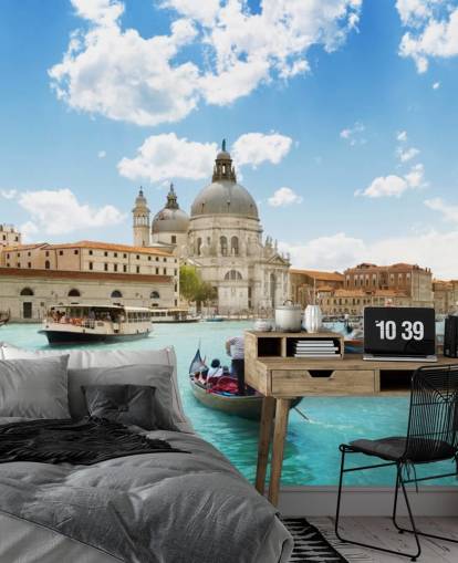 Gran Canal y Basílica Santa Maria della Salute, Venecia, Italia mural