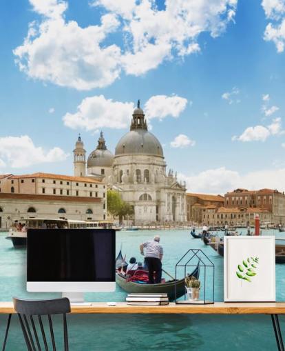 Grande Canal e Basílica Santa Maria della Salute, Veneza, mural da Itália