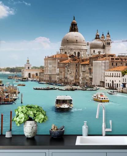 Grand Canal og Basilica Santa Maria della Salute, Venedig, Italien tapet Grand Canal og Basilica Santa Maria della Salute, Venedig, Italien tapet