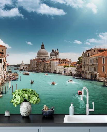 brillante carta da parati murale veneziana chiamata Venice Grand Canal per salotti e camere da letto