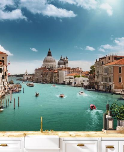 brillante mural de papel pintado de Venecia llamado Gran Canal de Venecia para salas de estar y dormitorios
