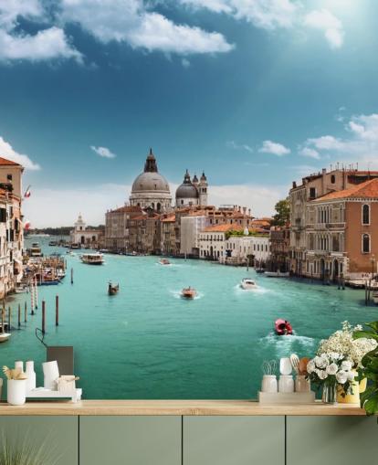 brillante mural de papel pintado de Venecia llamado Gran Canal de Venecia para salas de estar y dormitorios