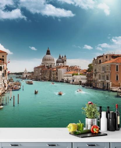 brillante mural de papel pintado de Venecia llamado Gran Canal de Venecia para salas de estar y dormitorios