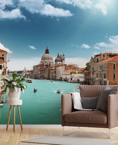 brillante mural de papel pintado de Venecia llamado Gran Canal de Venecia para salas de estar y dormitorios