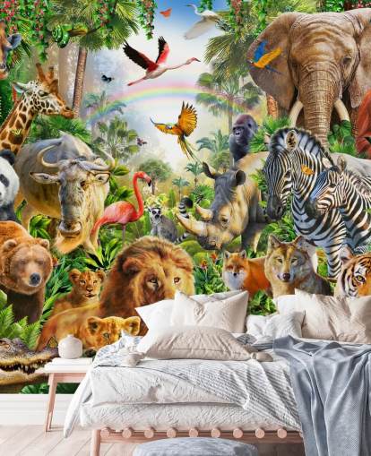 fond d'écran d'animaux du monde entier dans la jungle