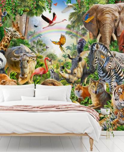 animals from all over the world in jungle wallpaper animals from all over the world in jungle wallpaper