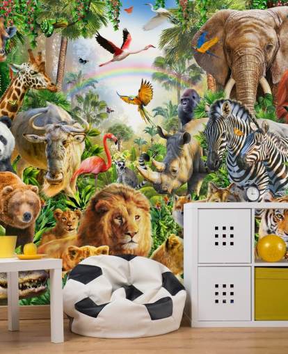 fond d'écran d'animaux du monde entier dans la jungle