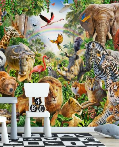 animals from all over the world in jungle wallpaper animals from all over the world in jungle wallpaper