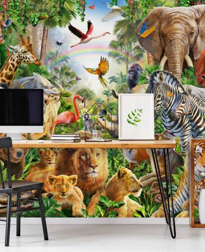 dieren van over de hele wereld in junglebehang