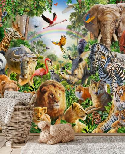 fond d'écran d'animaux du monde entier dans la jungle