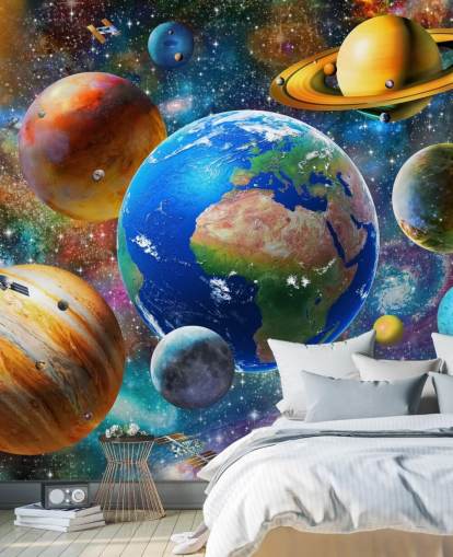 planeten en zon gegroepeerd behang planeten en zon gegroepeerd behang