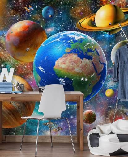 planets and sun grouped up wallpaper