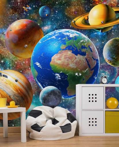 planets and sun grouped up wallpaper