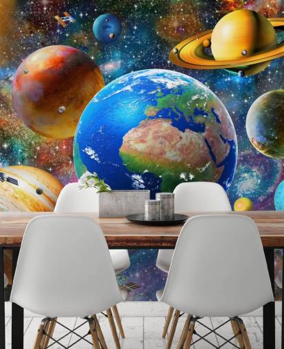 planets and sun grouped up wallpaper