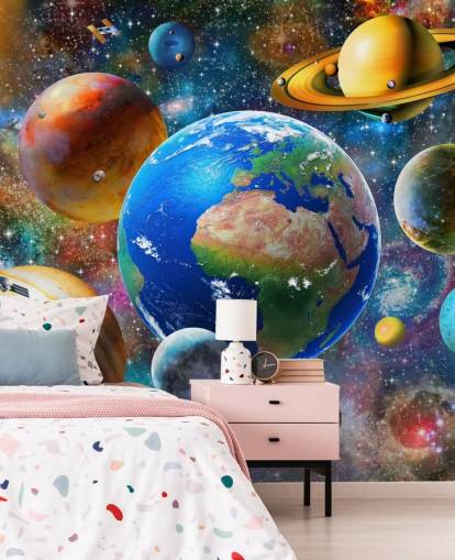 planets and sun grouped up wallpaper
