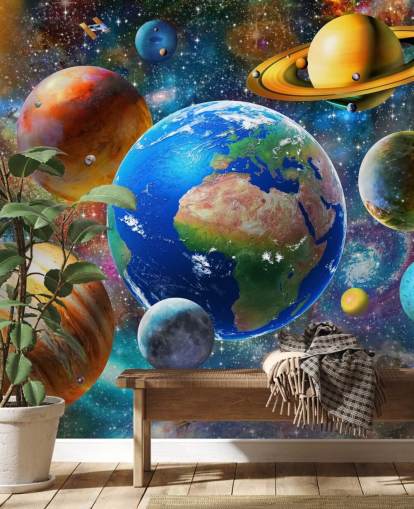 planeten en zon gegroepeerd behang planeten en zon gegroepeerd behang