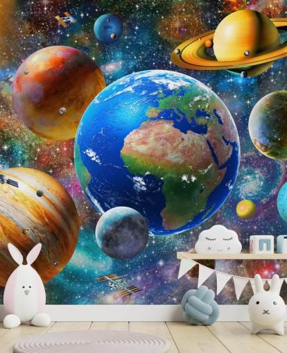 planets and sun grouped up wallpaper