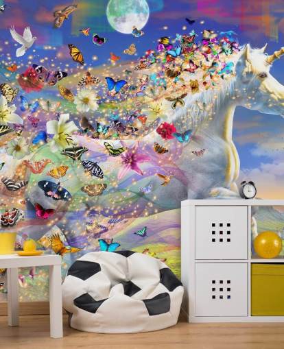 running unicorn with butterfly and bird mane wallpaper running unicorn with butterfly and bird mane wallpaper