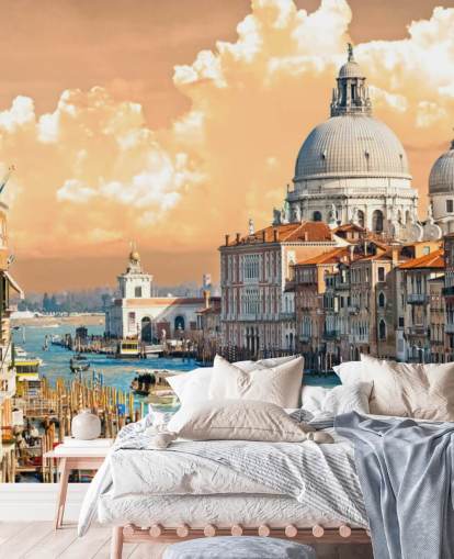 Venezia utsikt over den store kanalen og basilika Santa Maria tapet