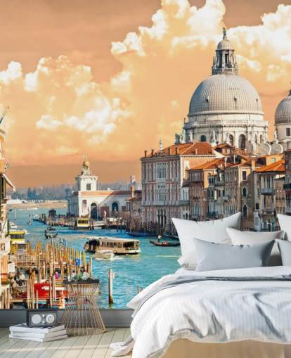 Fondo de pantalla de Venecia con vista del Gran Canal y la basílica de Santa María Fondo de pantalla de Venecia con vista del Gran Canal y la basílica de Santa María