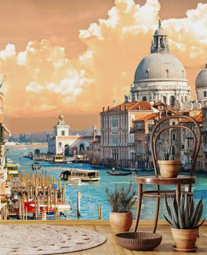 Fondo de pantalla de Venecia con vista del Gran Canal y la basílica de Santa María
