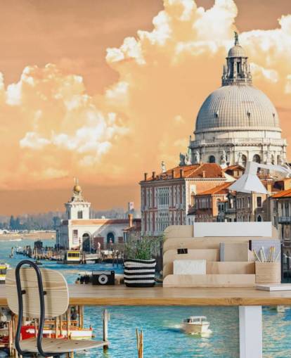 Fondo de pantalla de Venecia con vista del Gran Canal y la basílica de Santa María