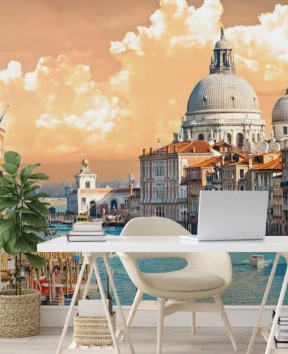 Fondo de pantalla de Venecia con vista del Gran Canal y la basílica de Santa María