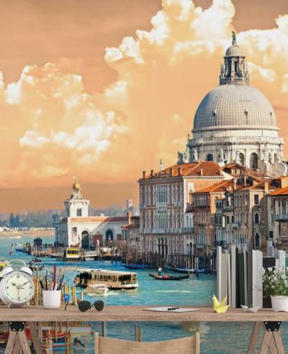Venice view of grand canal and basilica of santa maria wallpaper