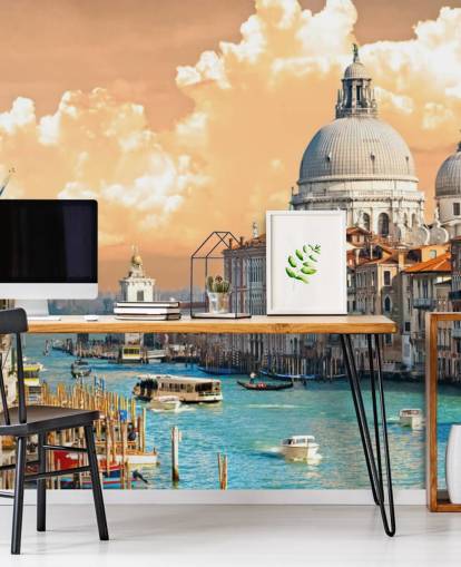 Fondo de pantalla de Venecia con vista del Gran Canal y la basílica de Santa María Fondo de pantalla de Venecia con vista del Gran Canal y la basílica de Santa María