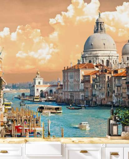 Fondo de pantalla de Venecia con vista del Gran Canal y la basílica de Santa María