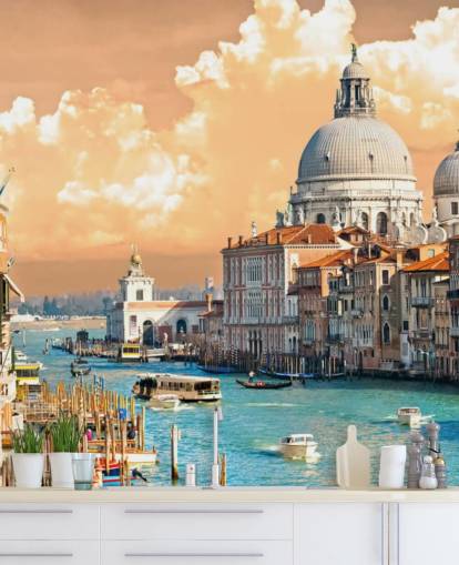 Papier peint Vue de Venise sur le Grand Canal et la Basilique de Santa Maria