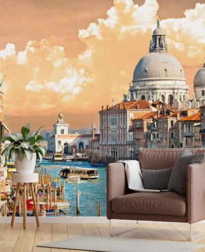 Venedig utsikt över Grand Canal och basilikan Santa Maria tapet