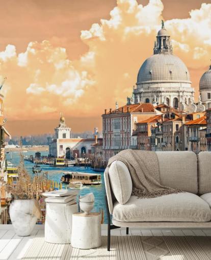 Fondo de pantalla de Venecia con vista del Gran Canal y la basílica de Santa María Fondo de pantalla de Venecia con vista del Gran Canal y la basílica de Santa María