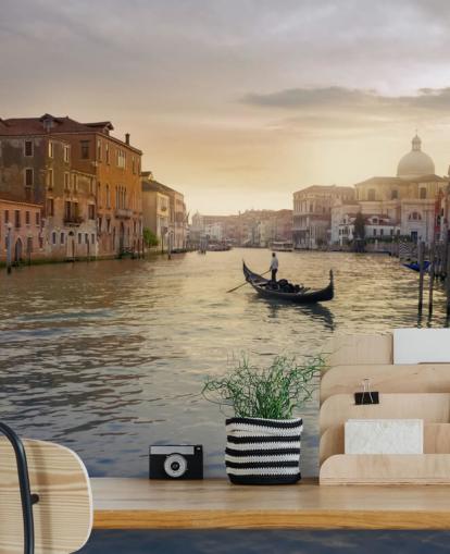 Decorazione murale con gondoliere di Venezia