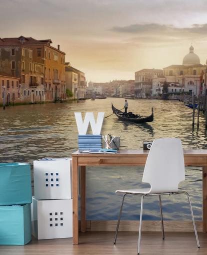Decorazione murale con gondoliere di Venezia